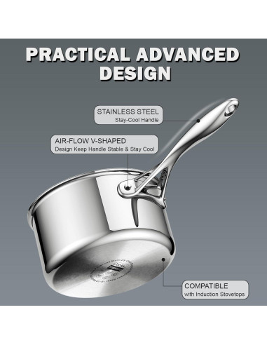 Cacerola de Acero Inoxidable Cooks Standard 3 Cuartos Plata