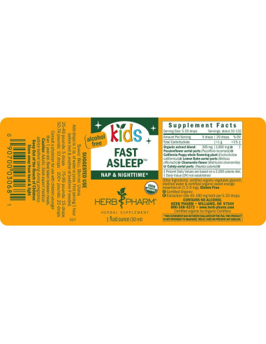 Apoyo Herbal para Dormir Niños Herb Pharm 30 ml Vegano