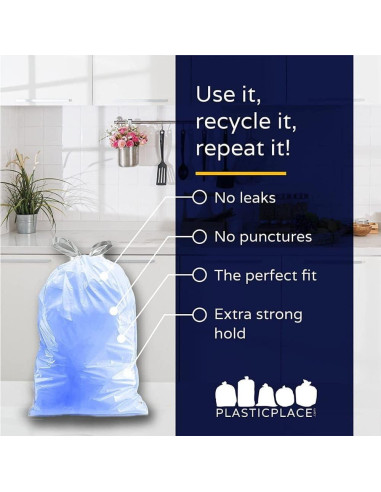 Bolsas de Basura Plasticplace Código V 100 Unidades Azul 15-18 Litros