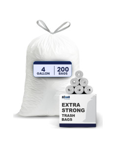 Bolsas de Basura de Cuerda Blanca 4 Galones Plasticplace - 200 Unidades