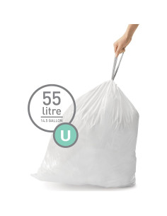 Forros de Basura Ajustados simplehuman Código U 60 Contar 55L 2