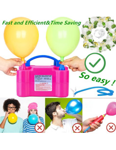 Bomba de Globo Eléctrica ELLECK 600W Doble Boquilla Rosa 2