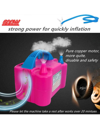 Bomba de Globo Eléctrica ELLECK 600W Doble Boquilla Rosa