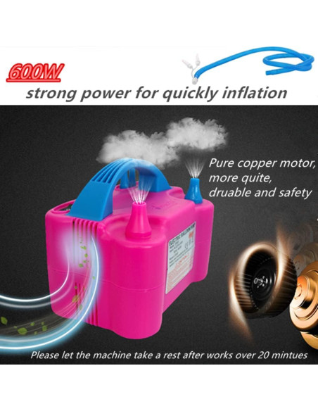 Bomba de Globo Eléctrica ELLECK 600W Doble Boquilla Rosa Bomba de Globo Eléctrica ELLECK 600W Doble Boquilla Rosa