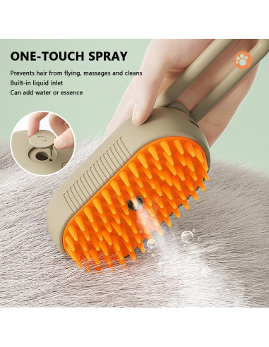 Cepillo de Vapor 3 en 1 QSUKE para Gatos y Perros Caqui