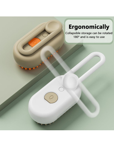 Cepillo de Vapor 3 en 1 QSUKE para Gatos y Perros Caqui