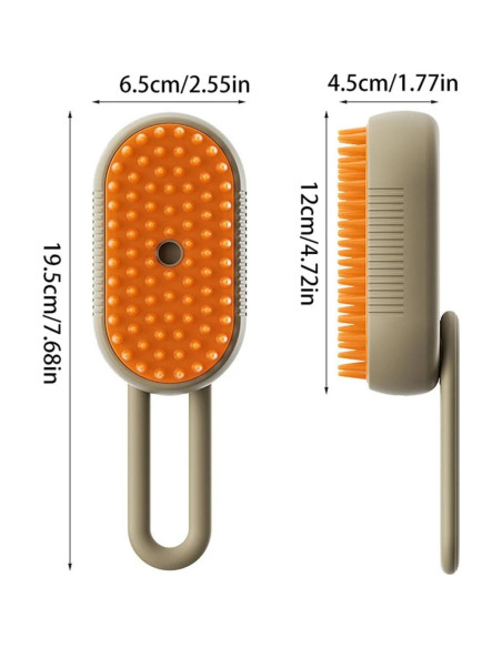 Cepillo de Vapor 3 en 1 QSUKE para Gatos y Perros Caqui Cepillo de Vapor 3 en 1 QSUKE para Gatos y Perros Caqui