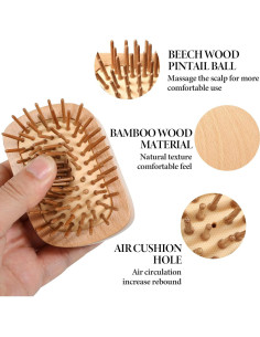 Cepillo de Pelo de Bambú Sliverdew Mini 10x6.2cm Masajeador 2