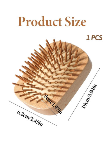 Cepillo de Pelo de Bambú Sliverdew Mini 10x6.2cm Masajeador