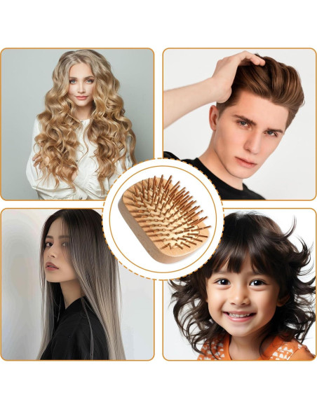 Cepillo de Pelo de Bambú Sliverdew Mini 10x6.2cm Masajeador