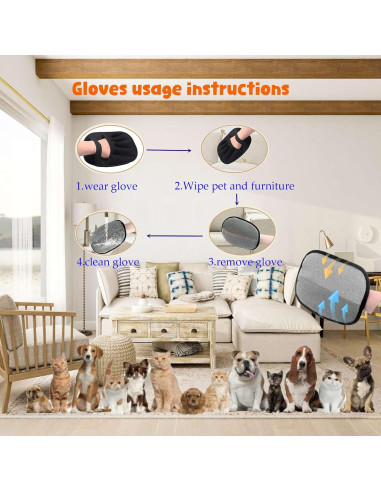 Guantes Quitapelos Electroestáticos BHXGLWK 2 Piezas Mascotas