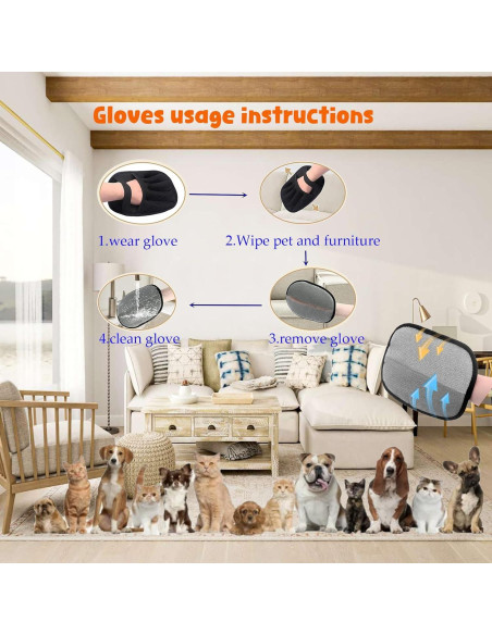 Guantes Quitapelos Electroestáticos BHXGLWK 2 Piezas Mascotas