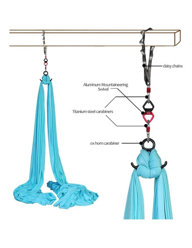 Conjunto de Telas Aéreas SYCYKA 10m x 2.8m para Yoga y Acrobacia