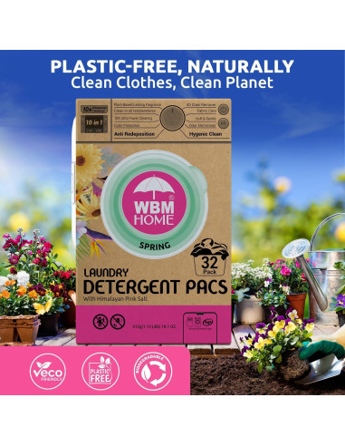 Bolsas de detergente WBM Home 32 unidades fragancia primavera