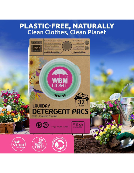 Bolsas de detergente WBM Home 32 unidades fragancia primavera