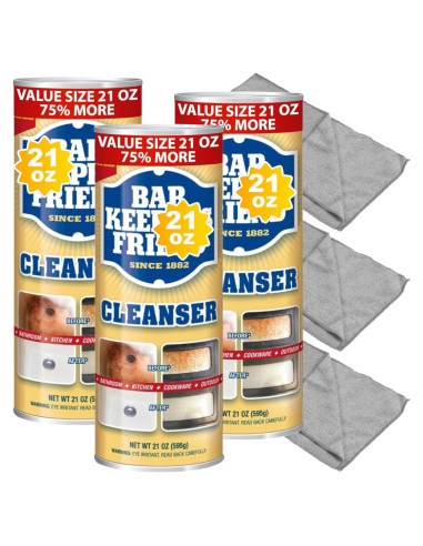 Paquete de limpieza Bar-Keeper's Friend 595 g + 3 paños microfibra