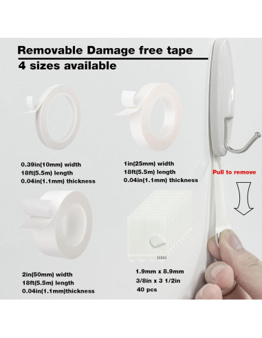 Cinta Adhesiva Doble Cara Removible Hasaky 40 Tiras 19mm