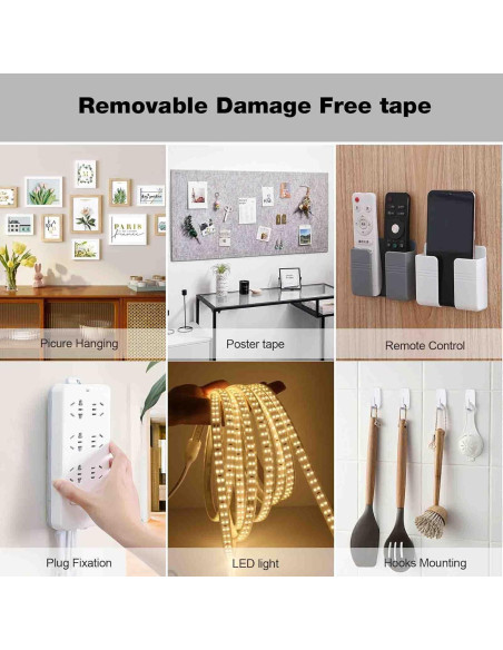 Cinta Adhesiva Doble Cara Removible Hasaky 40 Tiras 19mm