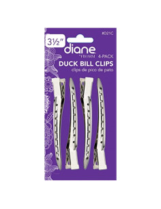 Pinzas para el cabello Diane Duck Bill 8.9 cm Plateadas