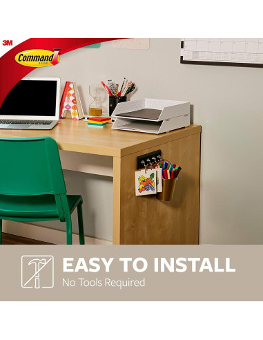 Riel Decorativo para Llaves Command 3M, 4 Ganchos, Negro/Plata