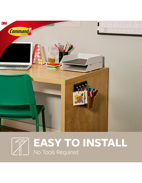 Riel Decorativo para Llaves Command 3M, 4 Ganchos, Negro/Plata