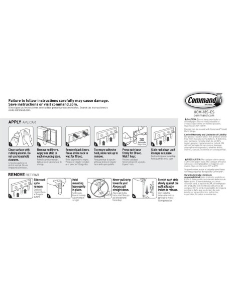 Riel Decorativo para Llaves Command 3M, 4 Ganchos, Negro/Plata