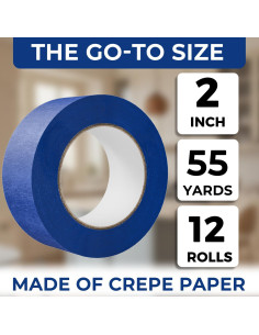 Cinta de Pintor Azul SWRT 5 cm x 60 m - 12 Rollos Sin Residuo 2