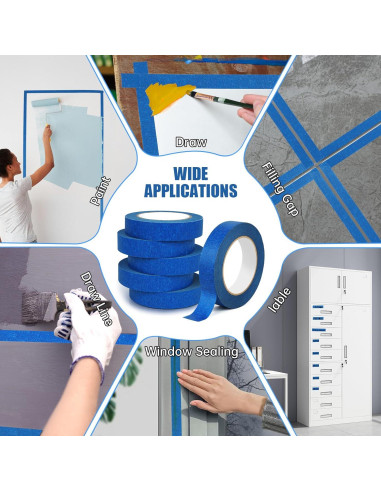 20 Rollos de Cinta de Pintor Azul LNDIEHS 2.54 cm x 50.29 m