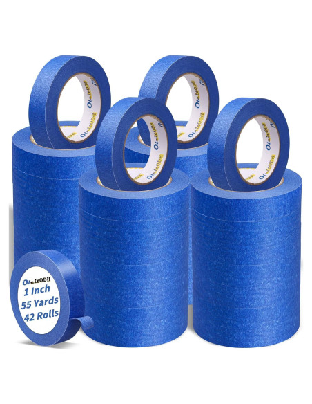 42 Rollos Cinta de Pintor Azul Oleitodh 2.54 cm x 50.29 m