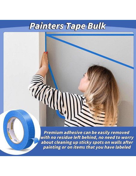 42 Rollos Cinta de Pintor Azul Oleitodh 2.54 cm x 50.29 m