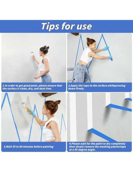 42 Rollos Cinta de Pintor Azul Oleitodh 2.54 cm x 50.29 m