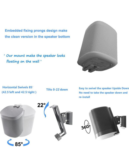 Soportes de Montaje en Pared EMATECH para SONOS ONE - Juego de 2