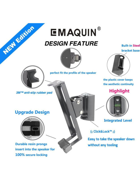 Soportes de Montaje en Pared EMATECH para SONOS ONE - Juego de 2