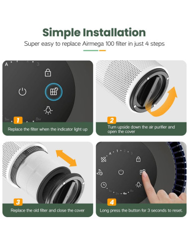 Paquete de 2 Filtros de Reemplazo Isinlive para Coway Airmega 100