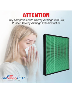 Filtro True HEPA LifeSupplyUSA 2-Pack para Coway Airmega 250 2
