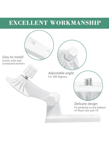 Soporte de Pared para Wyze Cam Pan V3 - 2 Unidades, Ajuste 180
