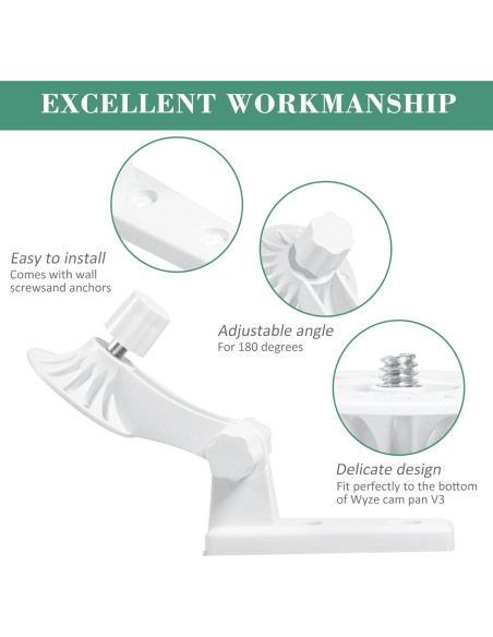 Soporte de Pared para Wyze Cam Pan V3 - 2 Unidades, Ajuste 180