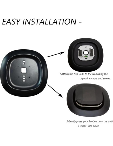Placa de Pared Decorativa CAMGJORT para Termostato Ecobee 2022 - Negro (Paquete de 2)