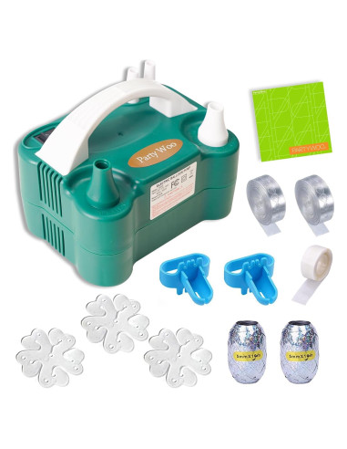 Bomba de Globo Eléctrica PartyWoo 600W Verde Doble Boquilla