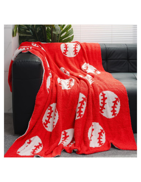 Manta Suave GY con Patrón de Béisbol 130x150 cm Felpa Roja