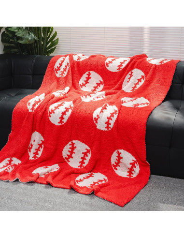 Manta Suave GY con Patrón de Béisbol 130x150 cm Felpa Roja