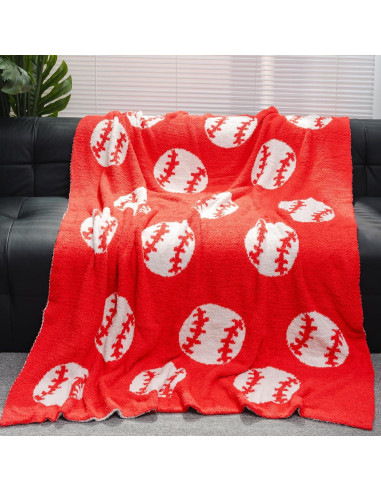 Manta Suave GY con Patrón de Béisbol 130x150 cm Felpa Roja