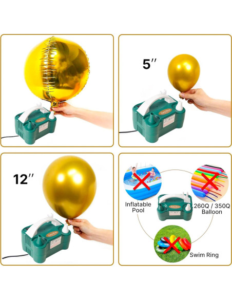 Bomba de Globo Eléctrica PartyWoo 600W Verde Doble Boquilla Bomba de Globo Eléctrica PartyWoo 600W Verde Doble Boquilla