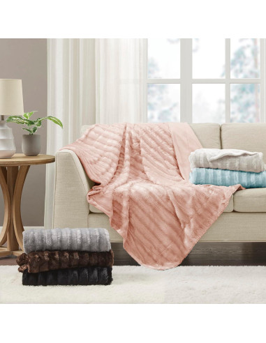 Manta Reversible Madison Park Duke 50x60 Rosa Ultra Suave