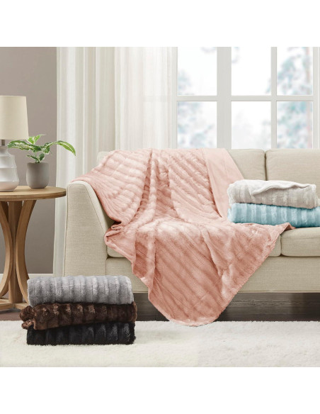 Manta Reversible Madison Park Duke 50x60 Rosa Ultra Suave