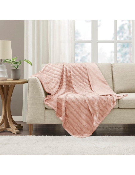 Manta Reversible Madison Park Duke 50x60 Rosa Ultra Suave