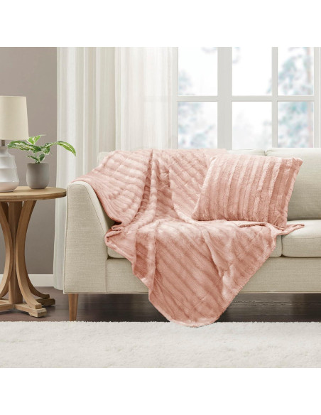 Manta Reversible Madison Park Duke 50x60 Rosa Ultra Suave