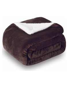 Manta Sherpa SOCHOW 127x152 cm Marrón Reversible Suave