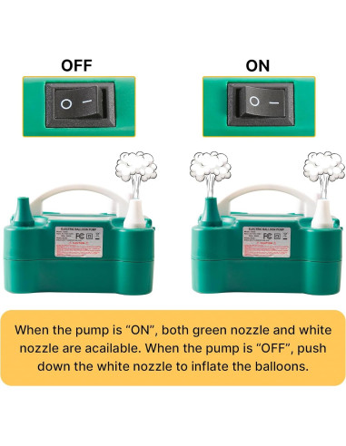 Bomba de Globo Eléctrica PartyWoo 600W Verde Doble Boquilla