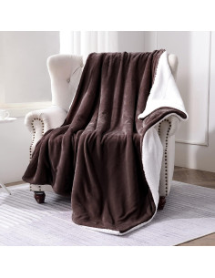 Manta Sherpa SOCHOW 127x152 cm Marrón Reversible Suave 2